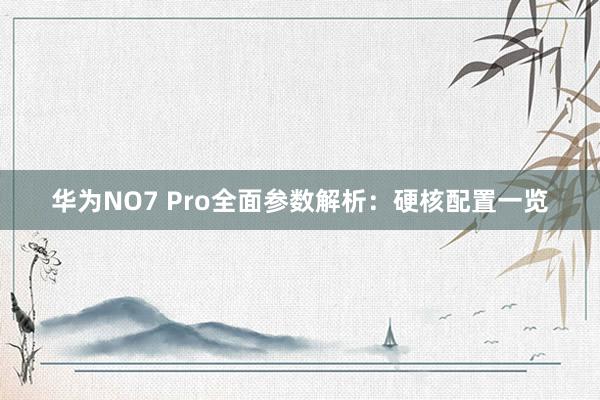 华为NO7 Pro全面参数解析：硬核配置一览